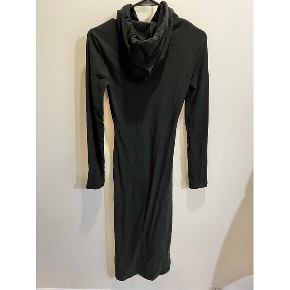 Commense NWT Women Black Drop Shoulder Drawstring Hooded Dress Loungewear Chic - Picture 8 of 12